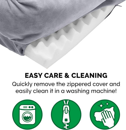 Soft, Orthopedic Foam Perfect Comfort Dog Bed with Washable & Removable Cover -Velvet Waves - Granite Gray, Dogs up to 55 Lbs - Large