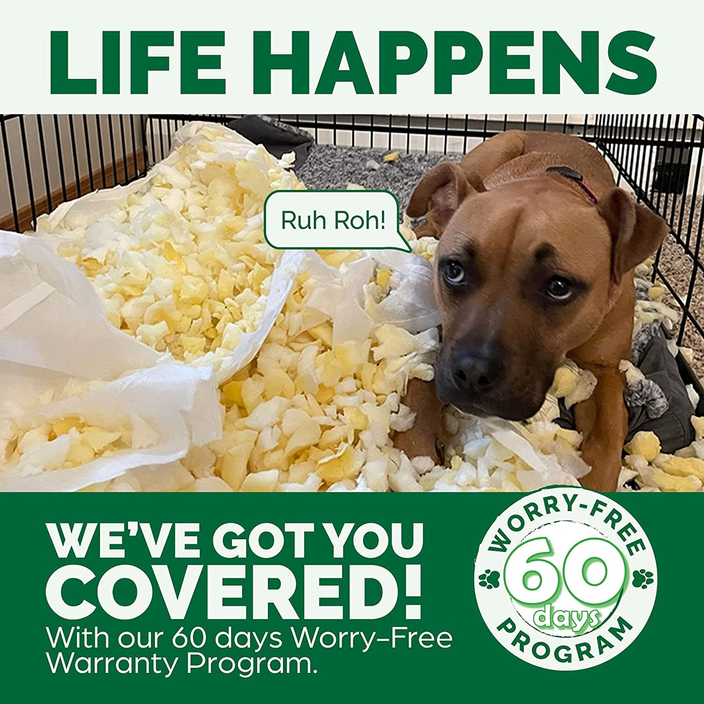 Soft, Orthopedic Foam Perfect Comfort Dog Bed with Washable & Removable Cover -Velvet Waves - Granite Gray, Dogs up to 55 Lbs - Large